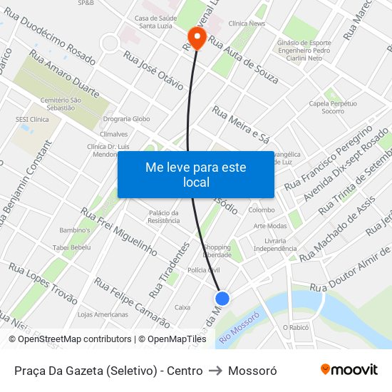 Praça Da Gazeta (Seletivo) - Centro to Mossoró map