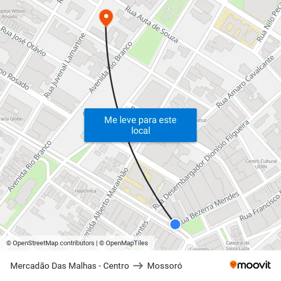 Mercadão Das Malhas - Centro to Mossoró map