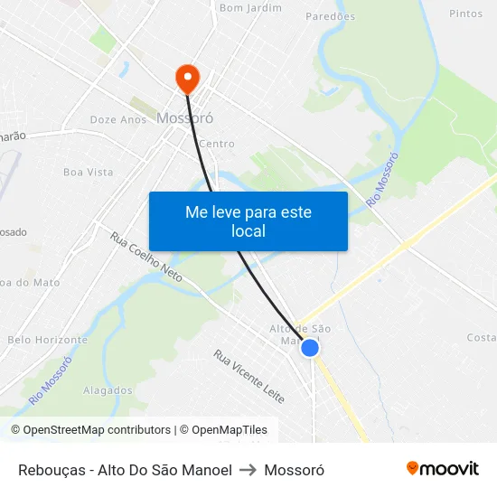 Rebouças - Alto Do São Manoel to Mossoró map