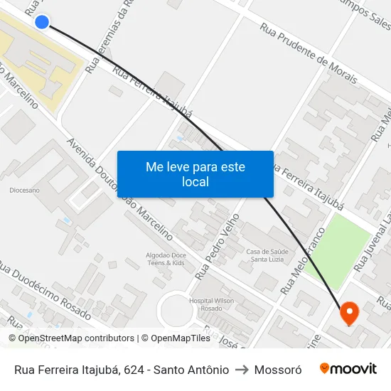 Rua Ferreira Itajubá, 624 - Santo Antônio to Mossoró map