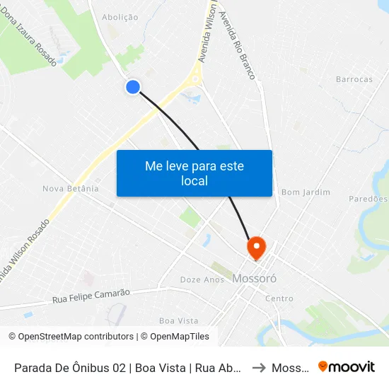 Parada De Ônibus 02 | Boa Vista | Rua Abel Coelho to Mossoró map