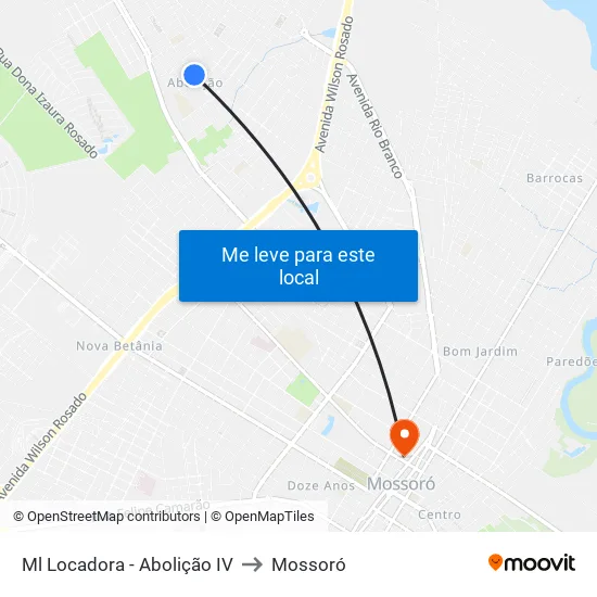 Ml Locadora - Abolição IV to Mossoró map
