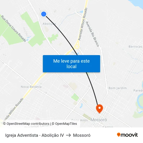 Igreja Adventista - Abolição IV to Mossoró map