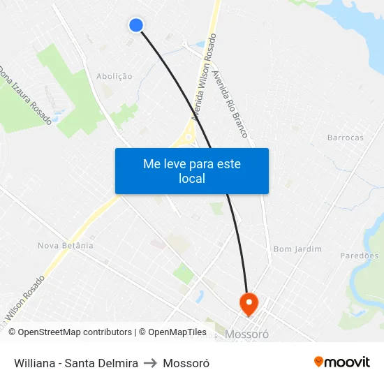 Williana - Santa Delmira to Mossoró map