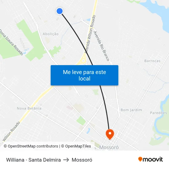 Williana - Santa Delmira to Mossoró map