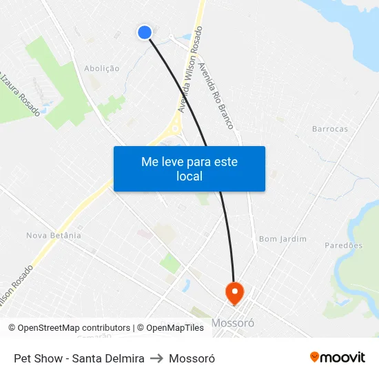 Pet Show - Santa Delmira to Mossoró map