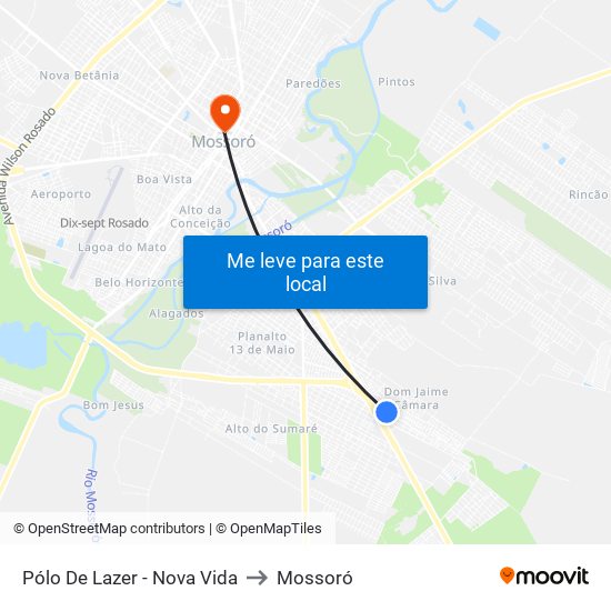 Pólo De Lazer - Nova Vida to Mossoró map