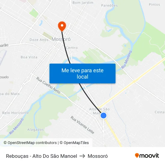 Rebouças - Alto Do São Manoel to Mossoró map