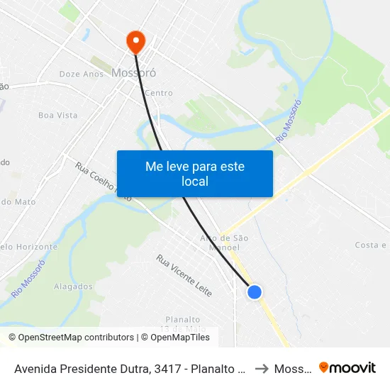 Avenida Presidente Dutra, 3417 - Planalto 13 De Maio to Mossoró map