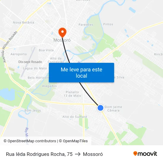 Rua Iêda Rodrigues Rocha, 75 to Mossoró map