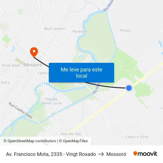Av. Francisco Mota, 2335 - Vingt Rosado to Mossoró map