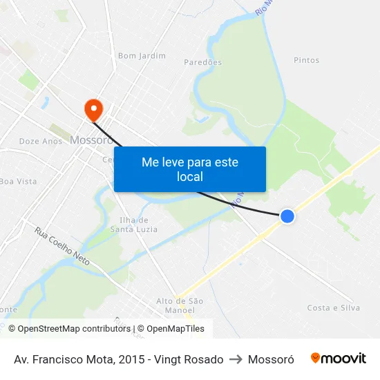 Av. Francisco Mota, 2015 - Vingt Rosado to Mossoró map