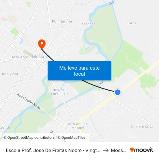 Escola Prof. José De Freitas Nobre - Vingt Rosado to Mossoró map