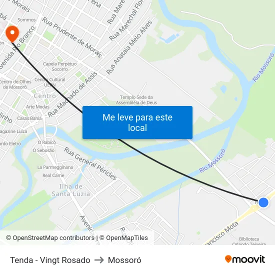 Tenda - Vingt Rosado to Mossoró map