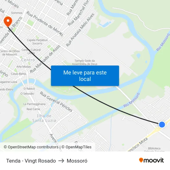 Tenda - Vingt Rosado to Mossoró map