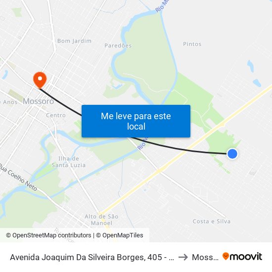 Avenida Joaquim Da Silveira Borges, 405 - Vingt Rosado to Mossoró map