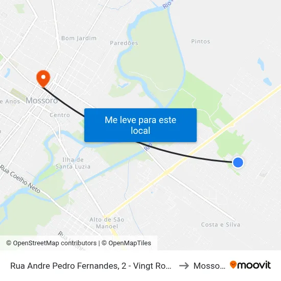 Rua Andre Pedro Fernandes, 2 - Vingt Rosado to Mossoró map