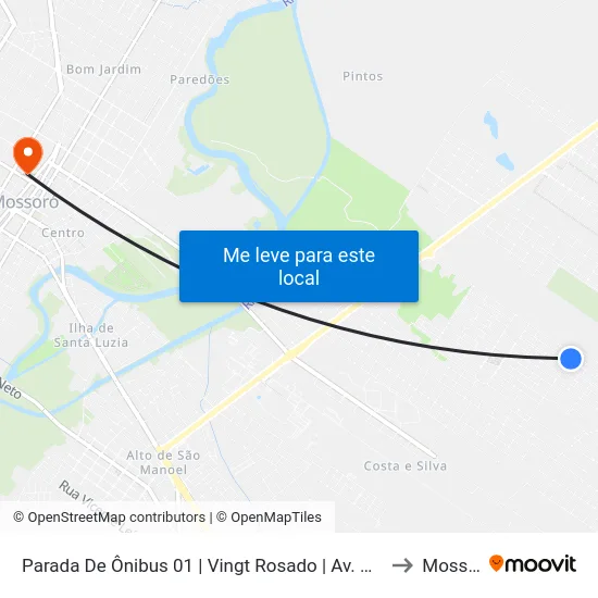 Parada De Ônibus 01 | Vingt Rosado | Av. Dr. Epitácio C. to Mossoró map