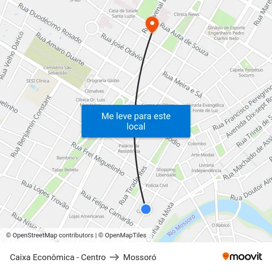 Caixa Econômica - Centro to Mossoró map