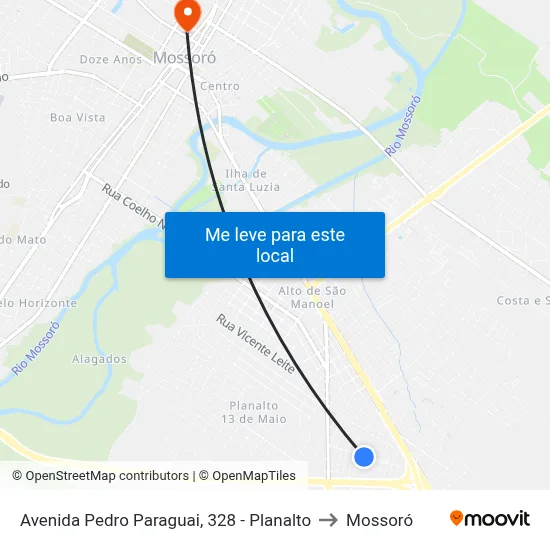 Avenida Pedro Paraguai, 328 - Planalto to Mossoró map
