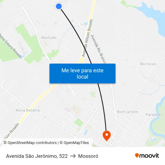 Avenida São Jerônimo, 522 to Mossoró map