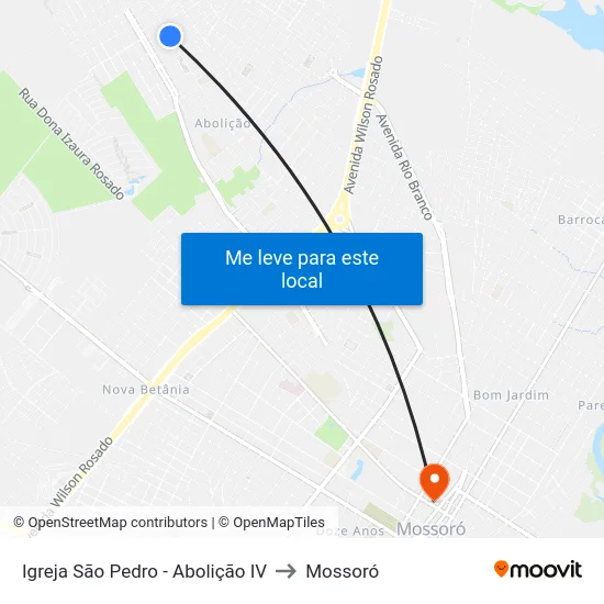 Igreja São Pedro - Abolição IV to Mossoró map