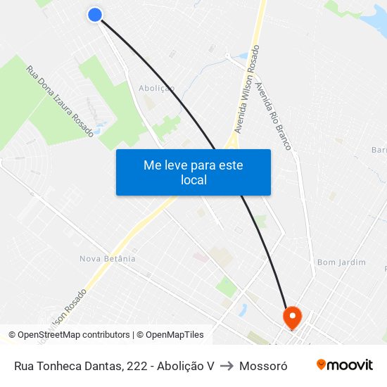 Rua Tonheca Dantas, 222 - Abolição V to Mossoró map