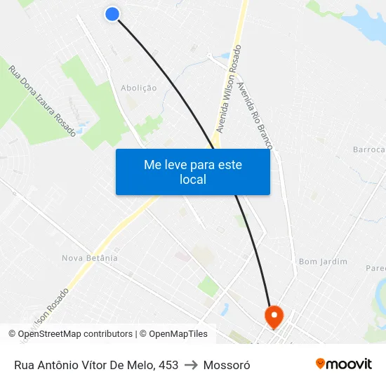 Rua Antônio Vítor De Melo, 453 to Mossoró map