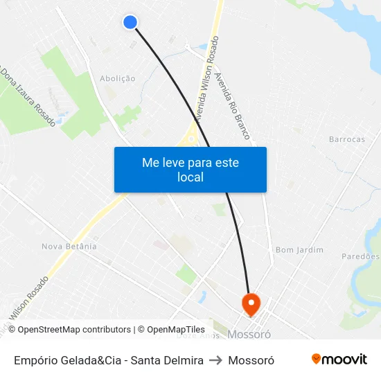 Empório Gelada&Cia - Santa Delmira to Mossoró map