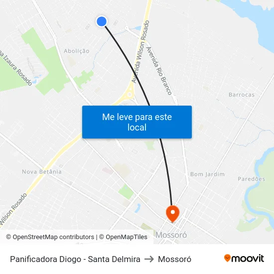 Panificadora Diogo - Santa Delmira to Mossoró map