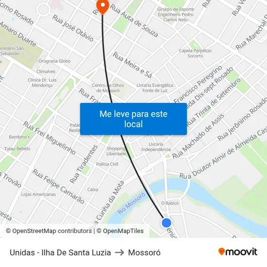 Unidas - Ilha De Santa Luzia to Mossoró map