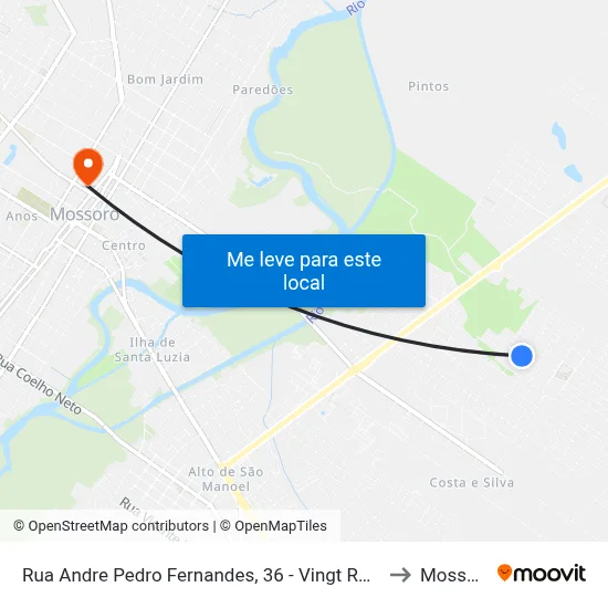 Rua Andre Pedro Fernandes, 36 - Vingt Rosado to Mossoró map