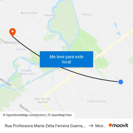 Rua Professora Maria Zélia Ferreira Guerra, 196 - Vingt Rosado to Mossoró map