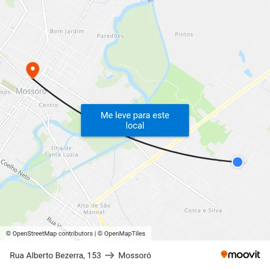 Rua Alberto Bezerra, 153 to Mossoró map