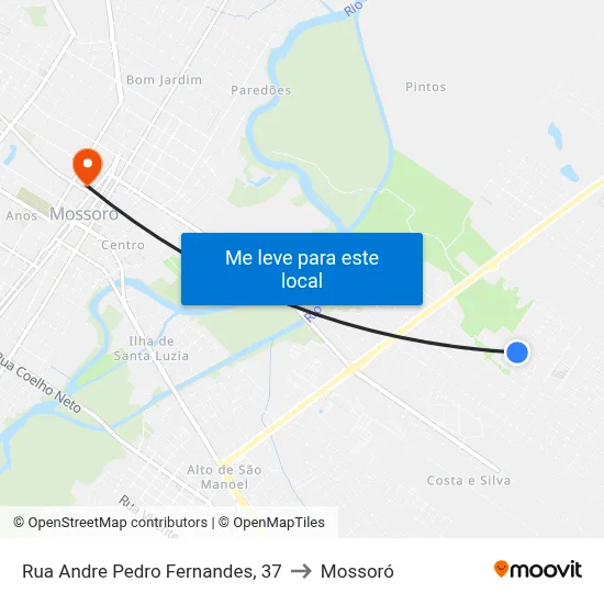 Rua Andre Pedro Fernandes, 37 to Mossoró map