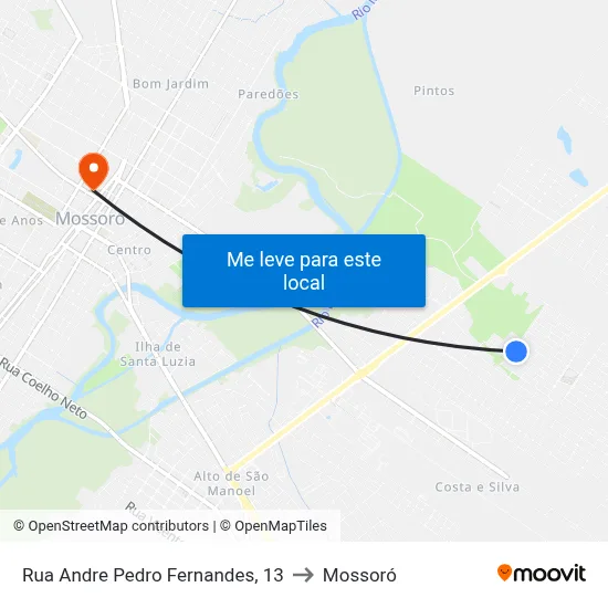 Rua Andre Pedro Fernandes, 13 to Mossoró map