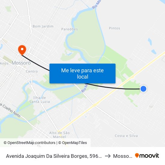 Avenida Joaquim Da Silveira Borges, 596-656 to Mossoró map