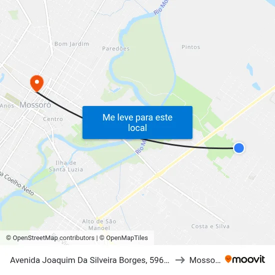 Avenida Joaquim Da Silveira Borges, 596-656 to Mossoró map