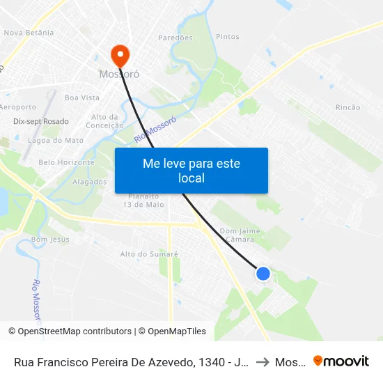 Rua Francisco Pereira De Azevedo, 1340 - Jardim Das Palmeiras to Mossoró map