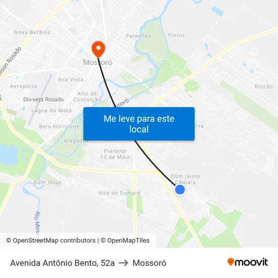 Avenida Antônio Bento, 52a to Mossoró map