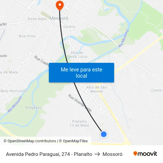 Avenida Pedro Paraguai, 274 - Planalto to Mossoró map