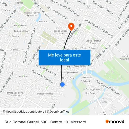 Rua Coronel Gurgel, 690 - Centro to Mossoró map