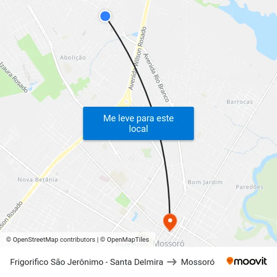 Frigorifico São Jerônimo - Santa Delmira to Mossoró map