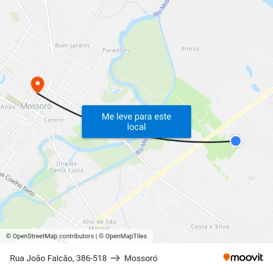 Rua João Falcão, 386-518 to Mossoró map