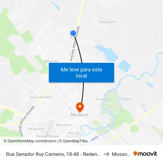 Rua Senador Ruy Carneiro, 18-48 - Redenção to Mossoró map