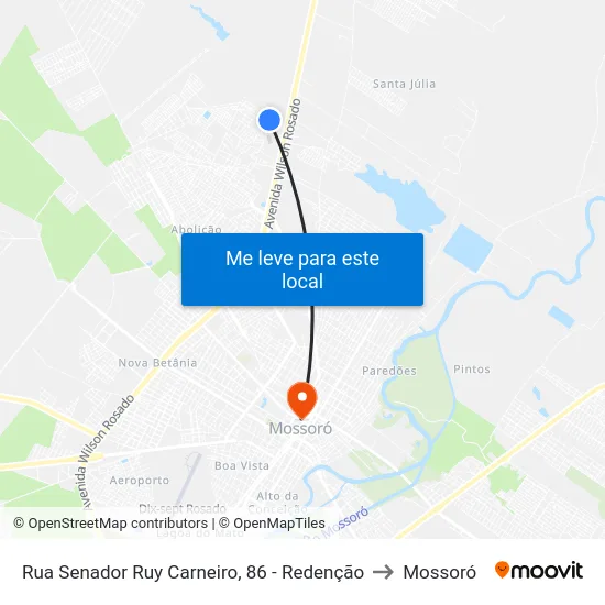 Rua Senador Ruy Carneiro, 86 - Redenção to Mossoró map
