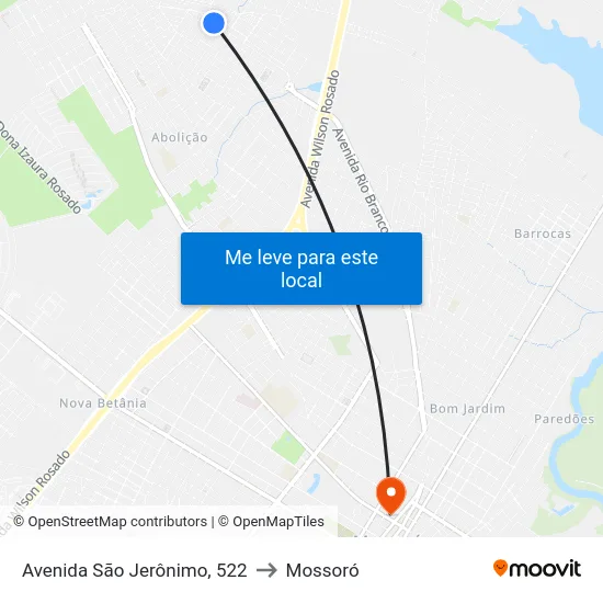 Avenida São Jerônimo, 522 to Mossoró map
