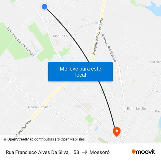 Rua Francisco Alves Da Silva, 158 to Mossoró map