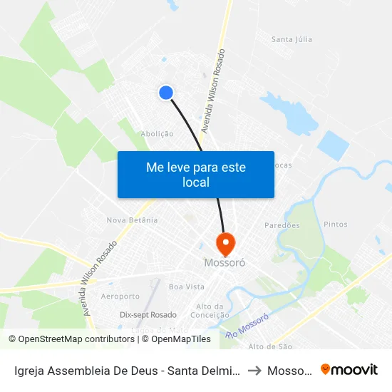 Igreja Assembleia De Deus - Santa Delmira to Mossoró map