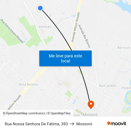 Rua Nossa Senhora De Fátima, 383 to Mossoró map
